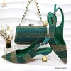 Nigerian Women Heel Party Ladies Italian Design Shoes And Bag Set Decorated with Rhinestone