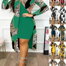 Two Piece Set Elegant Women Print Dresses