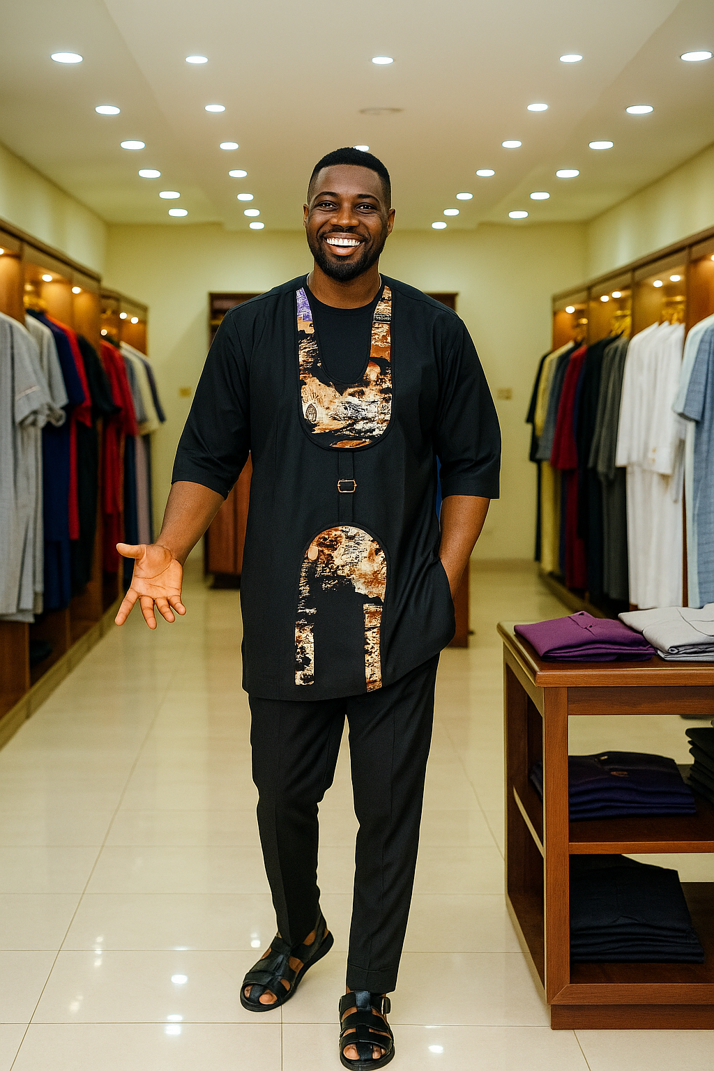 African Senator Wear for Men | Men’s Tunic and Pants with Vintage Print | Traditional Party and Church Outfit - Image 4