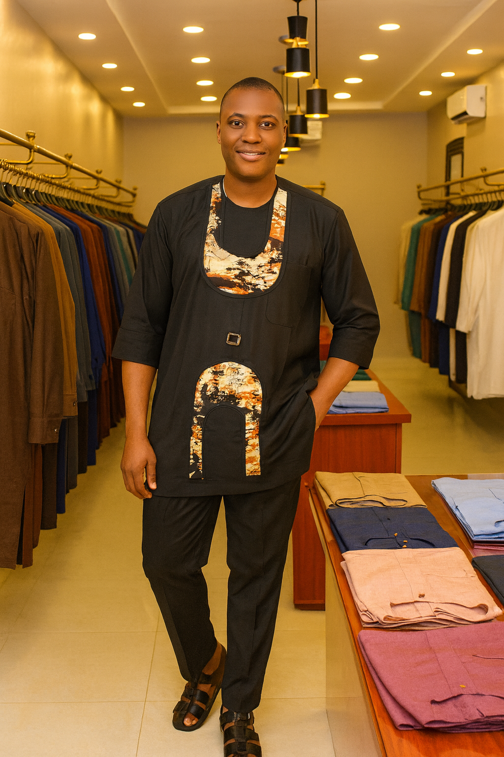 African Senator Wear for Men | Men’s Tunic and Pants with Vintage Print | Traditional Party and Church Outfit - Image 5