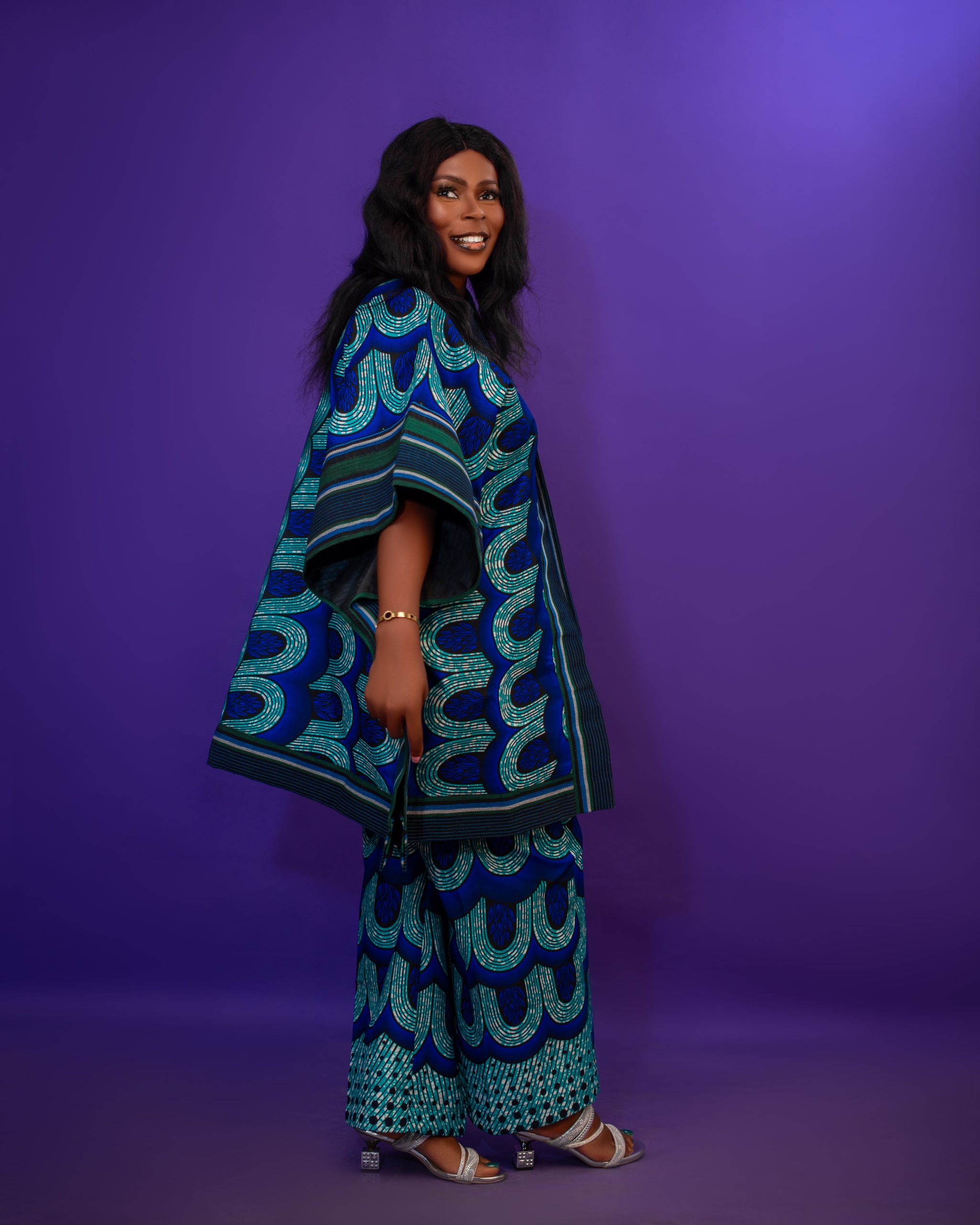 Royal Blue Ankara Kaftan Trousers Set: African Print Two-Piece Outfit - Image 3